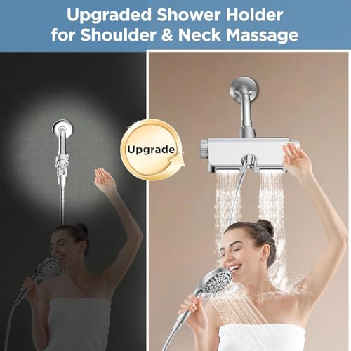 MakeFit Chrome Filtered Dual Shower Head with Handheld 2-in-1 Spa System - 10 Modes High Pressure Massage & Power Wash