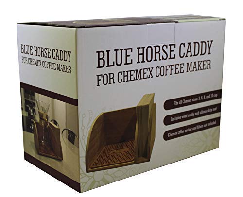 Blue Horse Caddy with Matching Brown Mat compatible with Chemex Coffee Maker