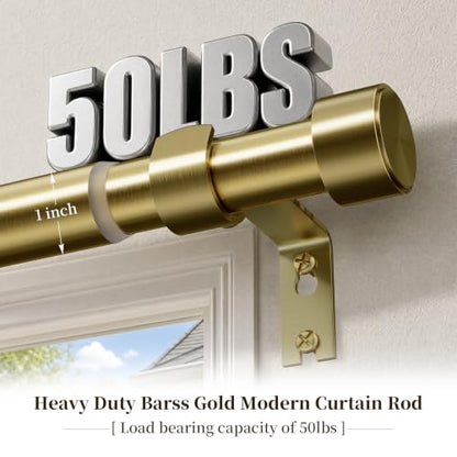 Brushed Gold Heavy Duty Adjustable Curtain Rod 18-88 Inches - NowTopic
