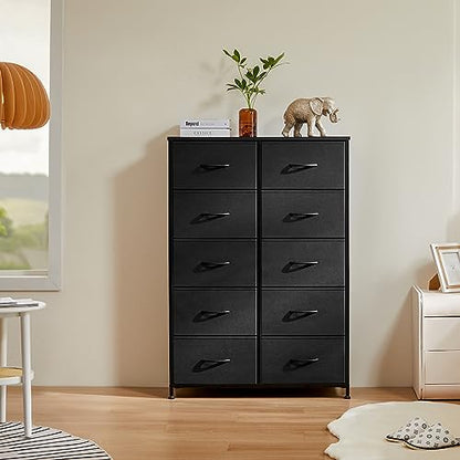 10-Drawer Tall Dresser for Bedroom & Living Room Black 11.8"D x 31"W x 45.8"H