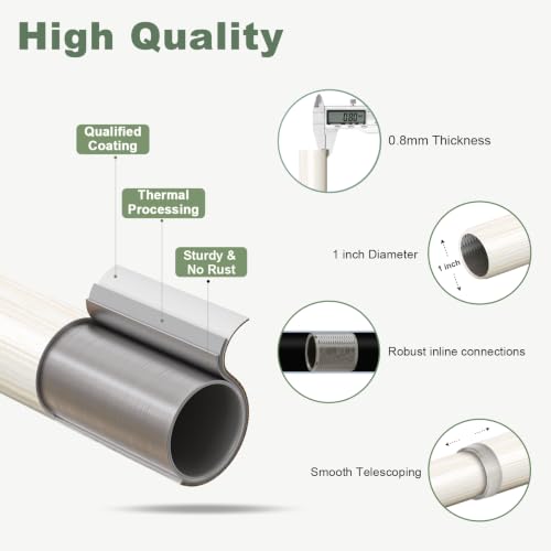 Adjustable White Curtain Rod 72-144 Inch with Antique Finials - Rustic Style