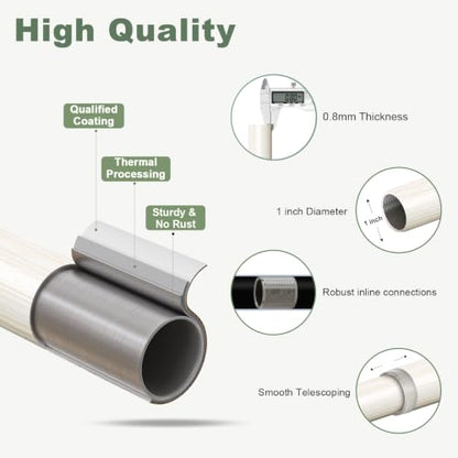 Adjustable White Curtain Rod 72-144 Inch with Antique Finials - Rustic Style