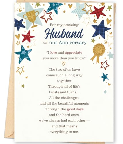 Mu-384 Anniversary Card for Husband from Wife - Romantic Gift from Wife to Husband
