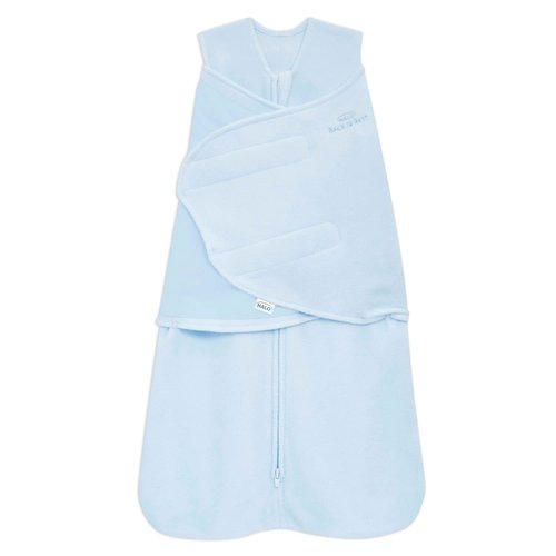 HALO Micro-Fleece Sleepsack - 3-Way Adjustable Swaddle Blanket for Newborns | Baby Blue, TOG 3.0, 0-3 Months