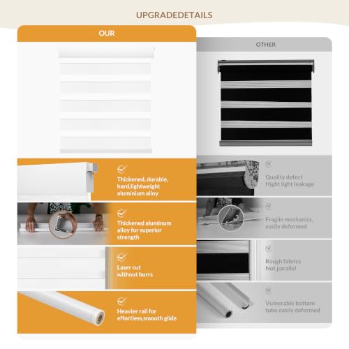 No Drill Zebra Window Blinds - Light Filtering White, 12x80 Inches
