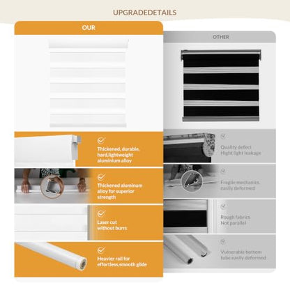 No Drill Zebra Window Blinds - Light Filtering White, 12x80 Inches