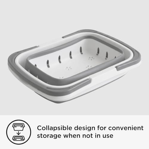 Multipurpose Collapsible Storage Caddy Set with Handles for Bathroom Kitchen Dorm Gray