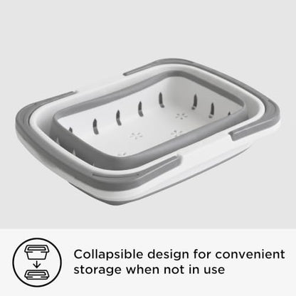 Multipurpose Collapsible Storage Caddy Set with Handles for Bathroom Kitchen Dorm Gray