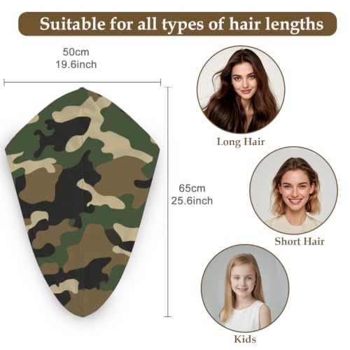 Microfiber Hair Towel Wrap for Women - Quick Dry Camouflage Turban, Absorbent & Gentle