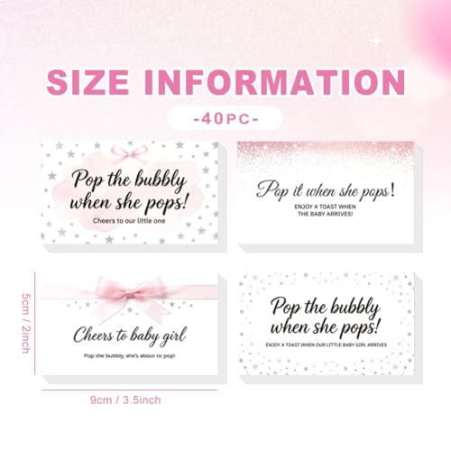 Pink Baby Shower Wine Bottle Stickers - 40pcs Mini Champagne Labels