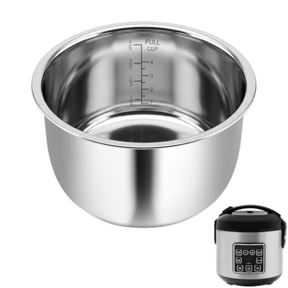 Stainless Steel Inner Pot for 2Qt Rice Cooker - Compatible with Aroma ARC-914SBD & ARC-954SBD