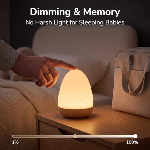 Rechargeable Baby Night Light with Touch Control & 13 Color Modes - Safe Nursery Egg Light