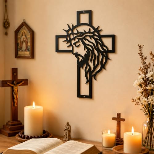 Jesus Wall Decor Cross with Crown of Thorns Christian Silhouette - Faith Gift