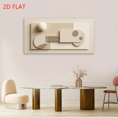 Modern Beige Geometric Canvas Wall Art - Framed Abstract Landscape