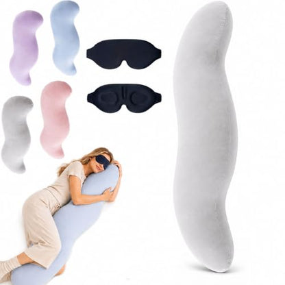 Grey Sleep Body Pillow for Side Sleepers - Ergonomic Support & Cooling Cover