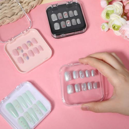 48 Pcs Acrylic Nail Display Storage Box Set with Seal & Tape - Transparent & Color Options
