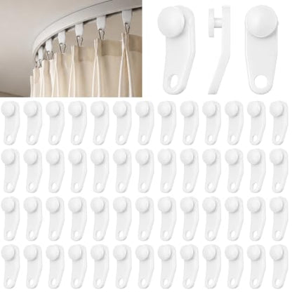 100 Pcs Plastic Curtain Gliders for Track White Curtain Rail Hooks