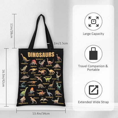 Dinosaur World Reusable Canvas Tote Bag for Women - Shoulder & Shopping Bag