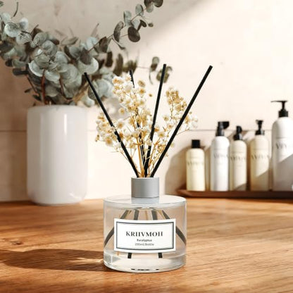 Eucalyptus Reed Diffuser Set - 6.7 Fl Oz Aromatherapy Oil with 8 Reed Sticks - Home Fragrance for Bathroom & Decor