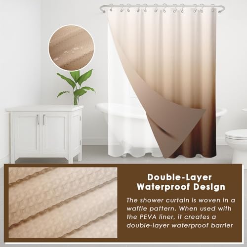 Ombre Brown Bathroom Set with Shower Curtain, Rugs & Accessories