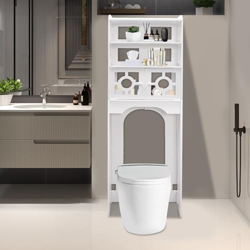 Over Toilet Storage Cabinet PVC 4-Tier Bathroom Organizer Shelf