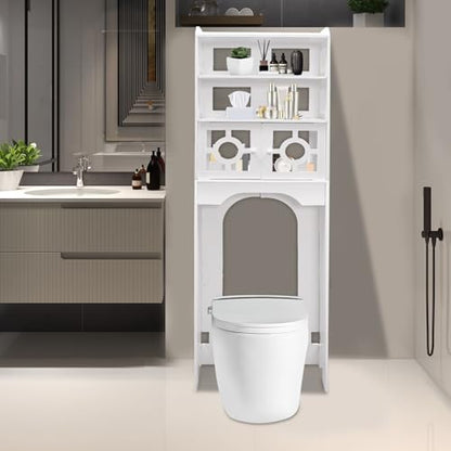 Over Toilet Storage Cabinet PVC 4-Tier Bathroom Organizer Shelf