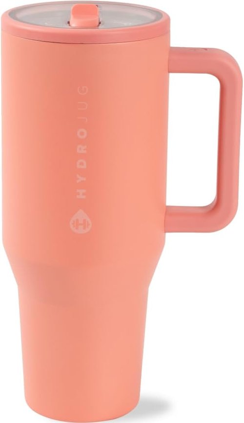 HydroJug Traveler - 40 Oz Insulated Water Bottle with Handle & Flip Straw | Leak Resistant, Summer Peach