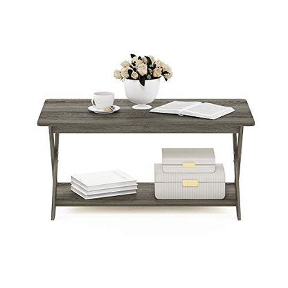 Furinno Modern Coffee Table with X-Legs, 35.4-Inch Grey Oak