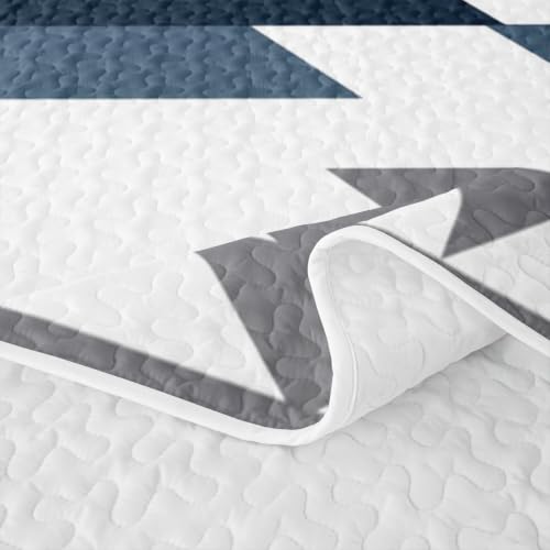 Kids Bedding Quilt Set Queen Size Blue Gray Aztec Bohemian 3 Pieces with Pillowcases - Variation of THIS listing