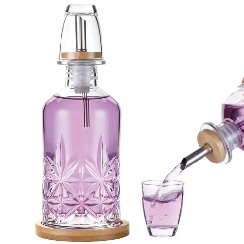 Vintage Glass Mouthwash Dispenser Set with Bamboo Tray & Rinse Cup