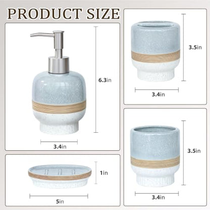 White Ceramic Bathroom Accessories Set, 4 Pieces - Modern & Elegant