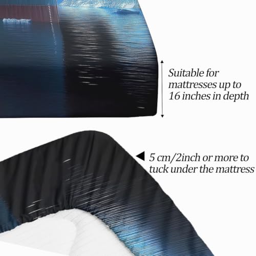 Dark Twin Sheet Set - 4 Piece Ocean Themed Bed Linen with Deep Pocket Fit