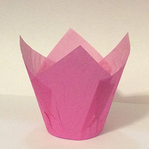 200 Pcs PINK Tulip Cupcake Liners - MADE IN USA- Durable Large Cupcake Liners for Baking- Elegant, Stylish Muffin Cups Paper Liners- Greaseproof Tulip Baking Cups- Large Size 2 3/4-4 inch