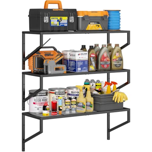 ThreeHio 3 Pack Heavy Duty Wall Mount Garage Shelves - Tool & Storage Racks