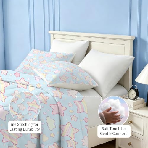 KXRY Star Cloud Comforter Set Twin Size Pastel Kawaii Bedding - Stars05