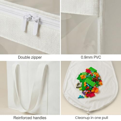 Clear Storage Organizer Bin with Floor Mat and Lid - Kids Toy Storage