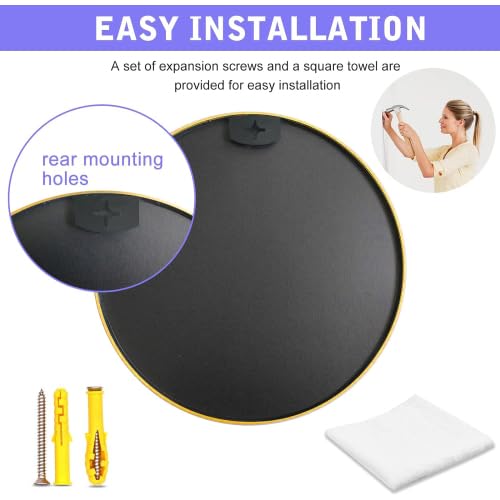 32 Inch Round Wall Mirror with Black Metal Frame - Modern Home Decor (Variation: Black)
