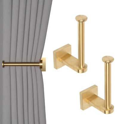 Gold Curtain Holdbacks 2 Pack Wall Mounted Hooks for Drapery Tiebacks