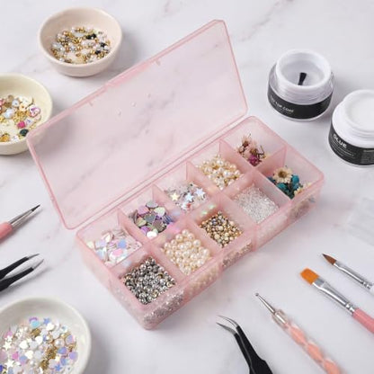 Pink Manicure Nail Tool Storage Box Set - Compact Clear Organizer for Salon & Home