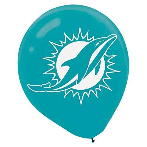 amscan Miami Dolphins Party Balloons - 12", Blue/White, 6 Pcs