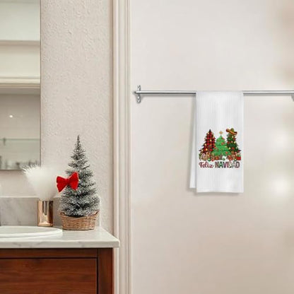 Christmas Kitchen Towels 16x24 Inch Feliz Navidad Spanish Holiday Dish Hand Towels - 16-Christmas Towel