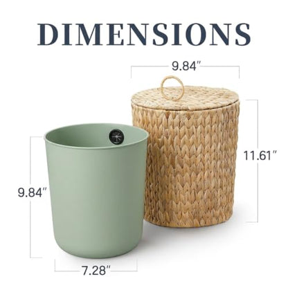 Water Hyacinth Waste Basket with Lid and Removable Plastic Liner - 4 Gallon