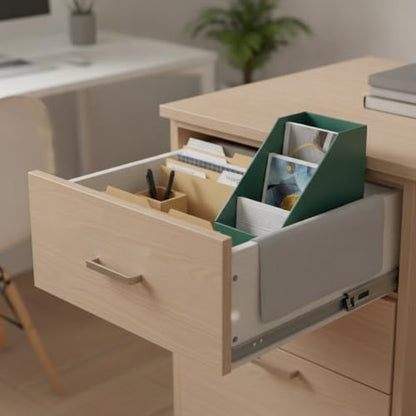 Vertical File Storage Box - Green, Upright Paper Magazine Organizer for Desk