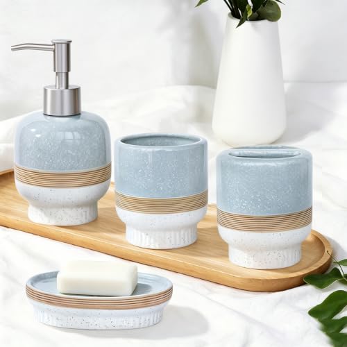 White Ceramic Bathroom Accessories Set, 4 Pieces - Modern & Elegant