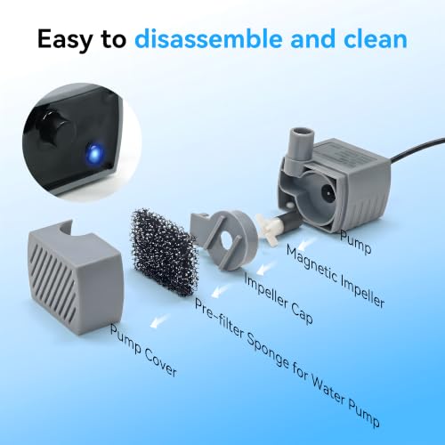 Pet Water Fountain Replacement Pump 5V DC with Sponge, Quiet & Waterproof