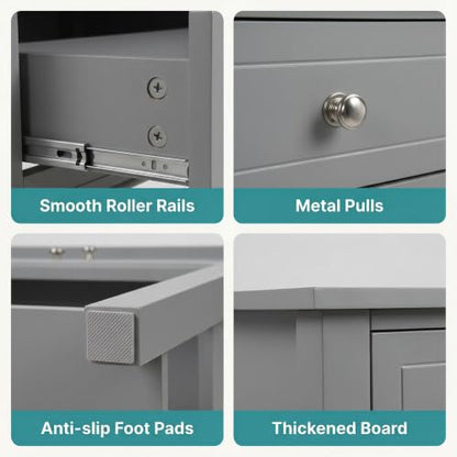 EJOV 28" Tall Nightstand Set (2) with 2 Drawers & Open Shelf - Gray (Variation: Gray - Engineered Wood)