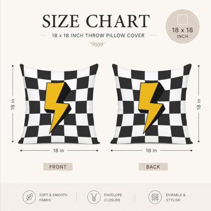 Race Car Room Decor Pillow Cover 18x18 - White & Black Racing Theme