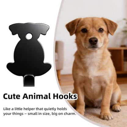 Black Puppy Stainless Steel Adhesive Shower Hooks No Damage Wall Hanging Towel