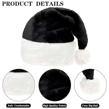 Black Santa Hat for Adults Christmas Party Holiday Costume - Santa Hat Variation