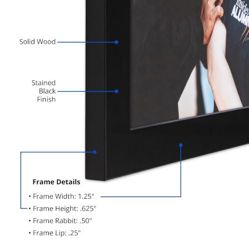 16x20 Inch Black Picture Frame - Custom Poster Frame with Acrylic & Mounting Hardware - Low Black Variation